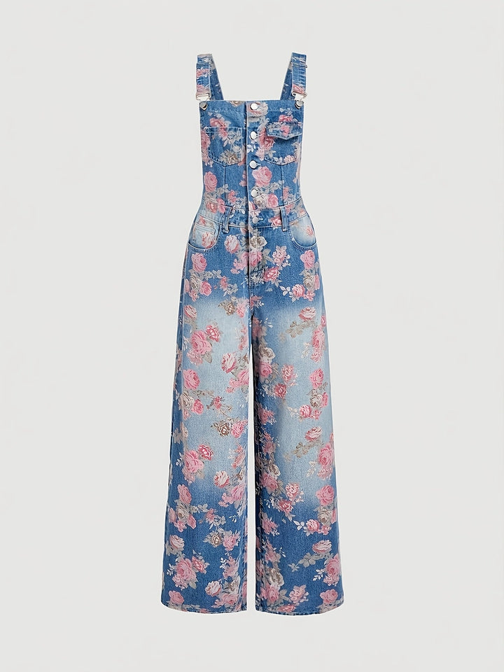 Rosalie | Floral Denim Overalls