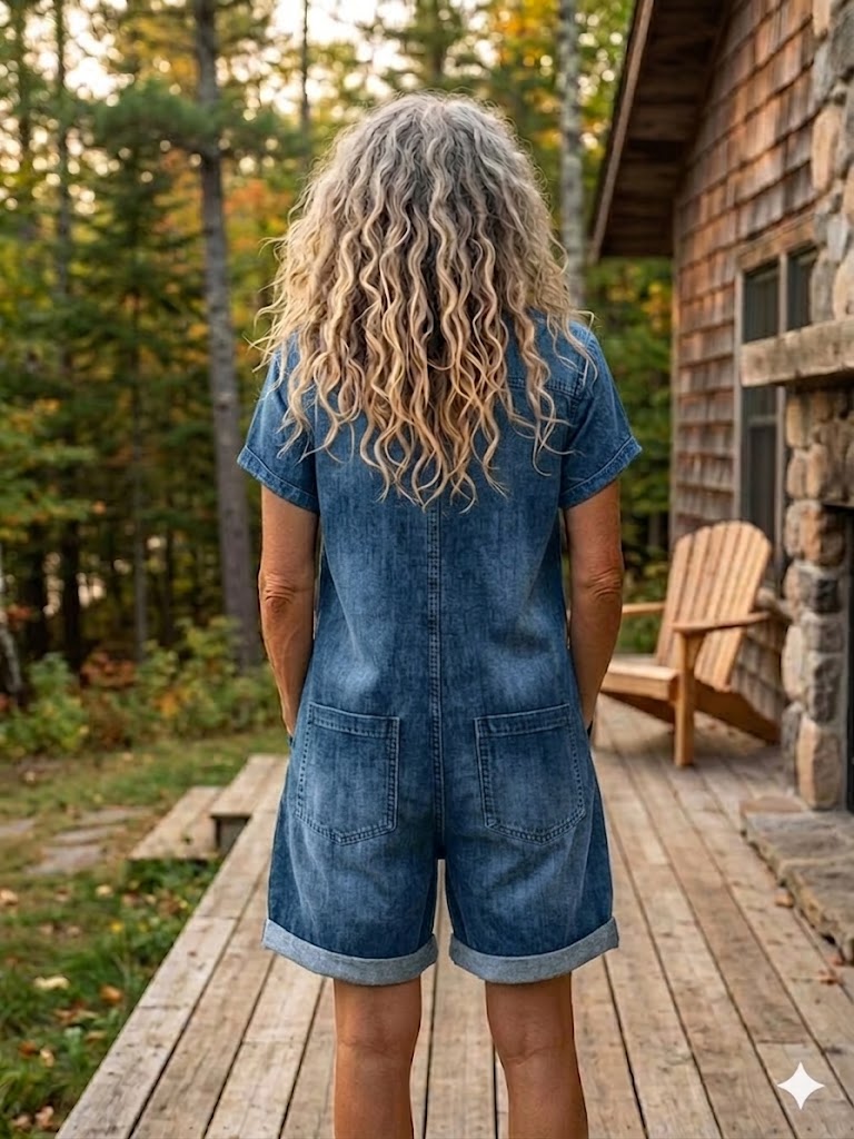 Women's Casual Denim-look Jumpsuit Shorts