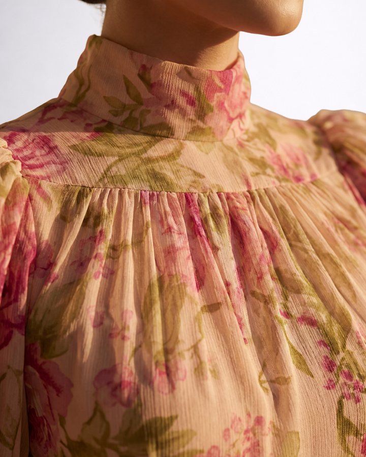 Rosario | Elegant Long Floral Chiffon Gown