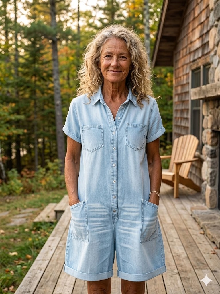 Women's Casual Denim-look Jumpsuit Shorts