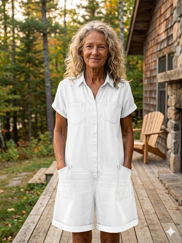 Women's Casual Denim-look Jumpsuit Shorts
