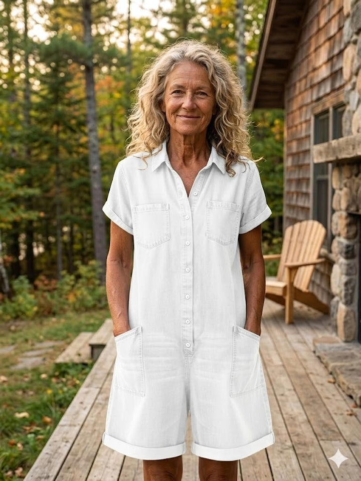 Women's Casual Denim-look Jumpsuit Shorts