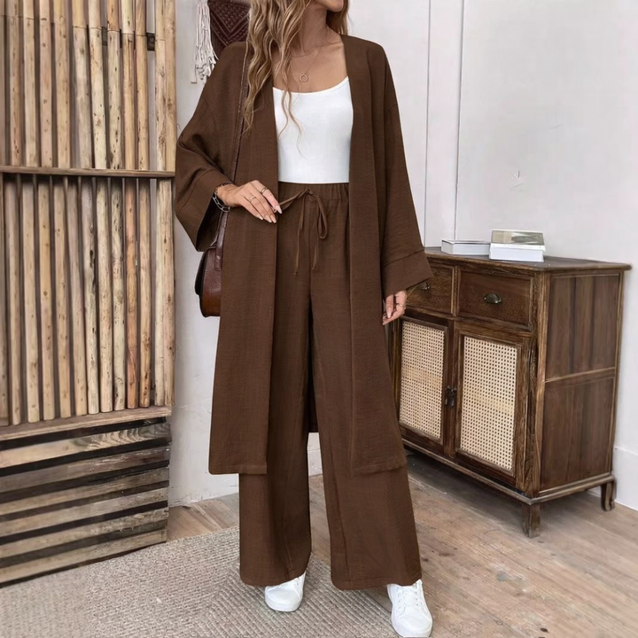 Cozy Minimalist Linen-Look Vest and Loose Pants Set