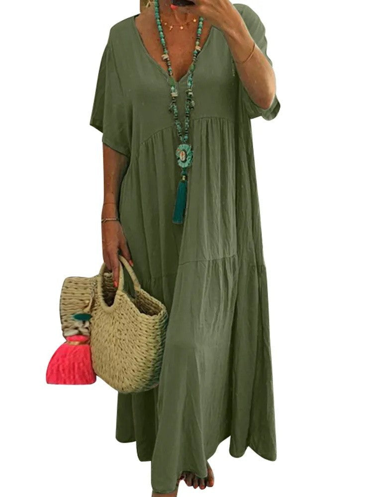 LINNEA™ – Robe longue vaporeuse à encolure en V et volants