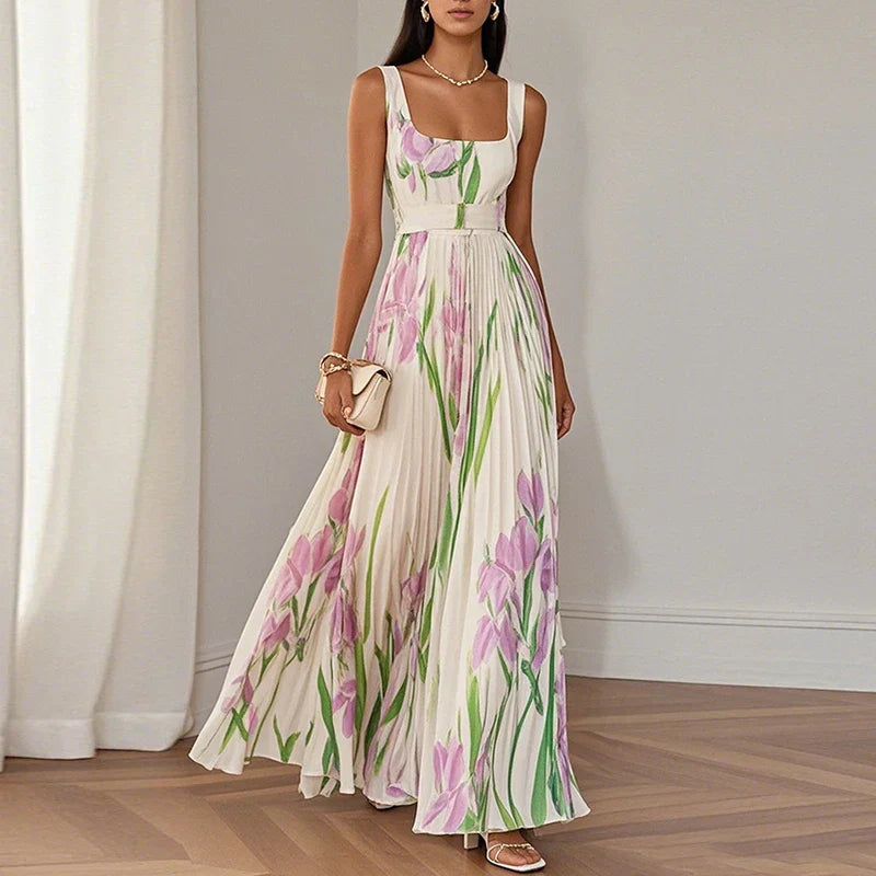 Oriah | A-Line Maxi Dress with Floral Design