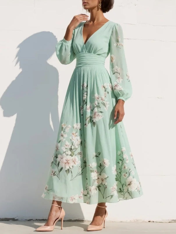 Cisella | Light Green Floral Midi Dress" can be rewritten as "Cisella | Midi Dress in Light Green with Floral Print.