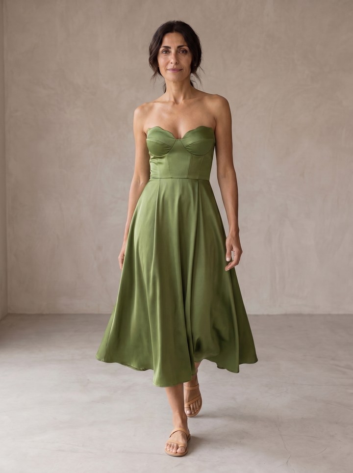 Liora | Chic Strapless Midi Gown